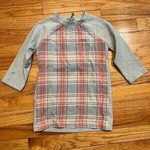 Egg by Susan Lazar Grey, Red, and Blue Plaid baseball Tee shirt Dress